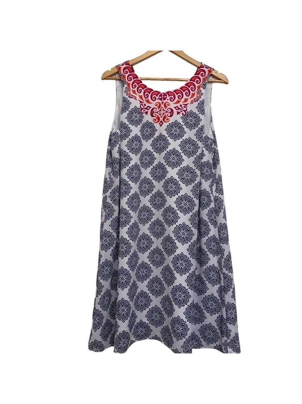 HATLEY summer dress white blue A line sleeveless festive orange pink lightweight